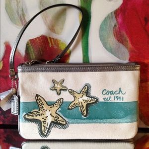 Coach Canvas Starfish Beach Wristlet Clutch