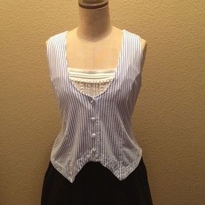 Blue and white pinstripe cotton vest