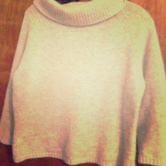 White fuzzy turtle neck sweater