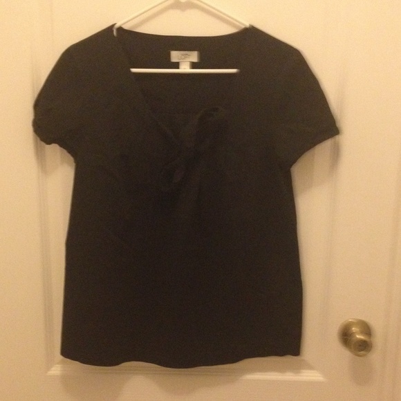 Ann Taylor loft black blouse w/ bow detail