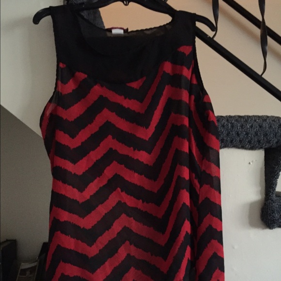 P.INC sheer black and red blouse