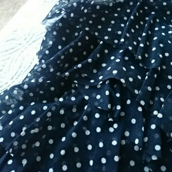 Navy Polka Dot Ruffled Tank - Picture 2 of 4