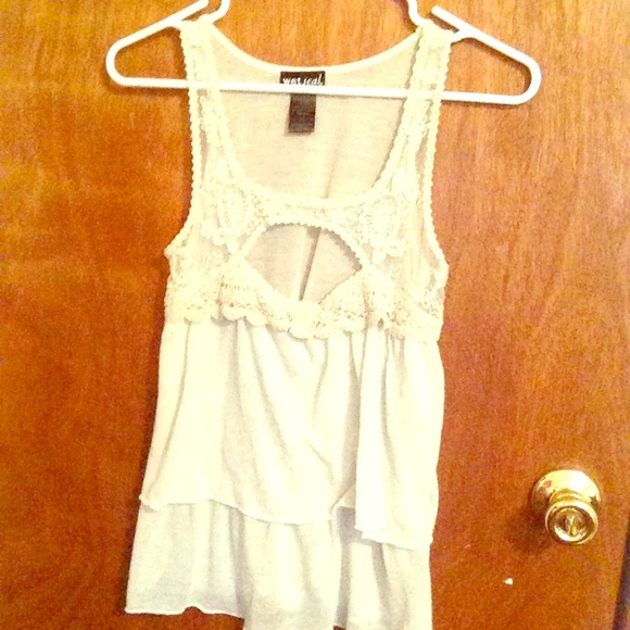 White cut out sheer top