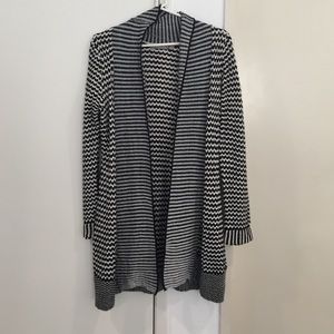 Oversized black and white cardigan