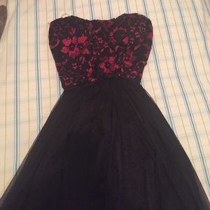 Red and Black High-Low Dress