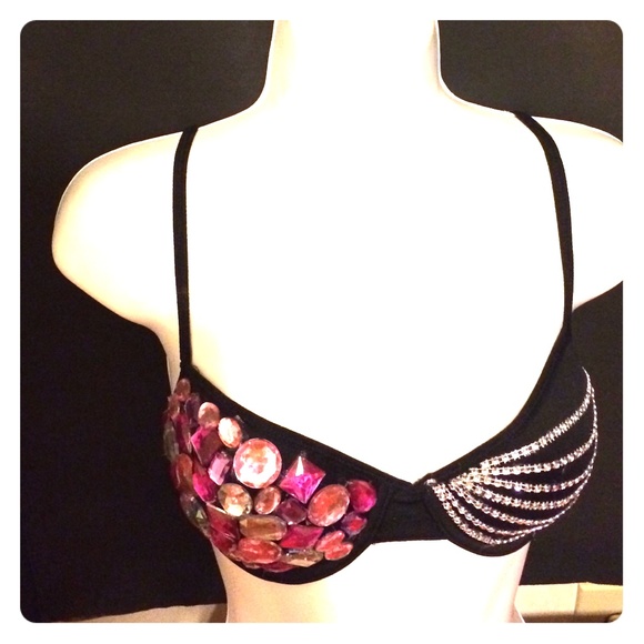 Black gem and rhinestone Bra..