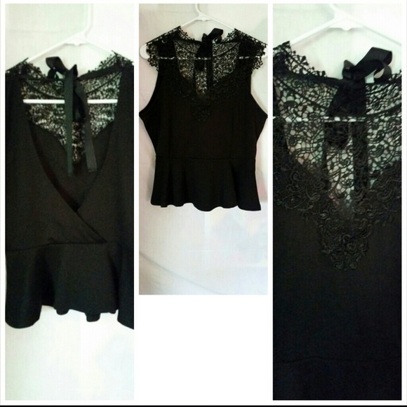 Black peplum dressy top