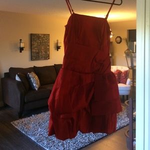 Red ruffle dress- straps are removable