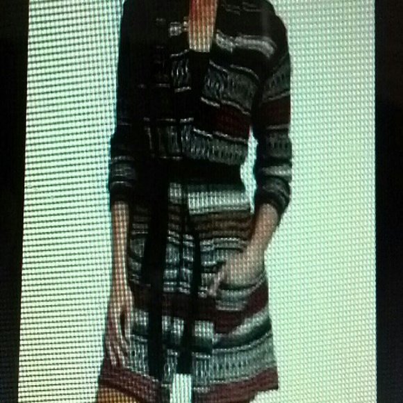 BCBGmaxazria tribal print belted cardigan.