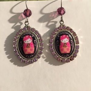 Tarina Tarantino Pink Head Cameo Crystal Earrings