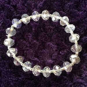 A crystal beaded stretch bracelet.