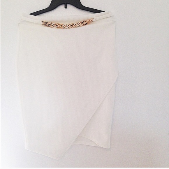 ❗️CLEARANCE asymmetrical wrap pencil skirt - Ivory - Picture 4 of 4