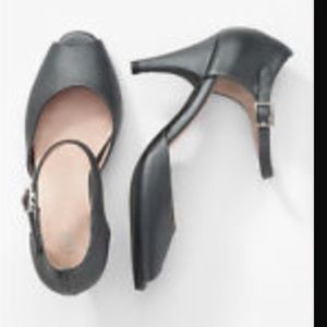 J. Jill elegant pewter peep-toe ankle-strap heels