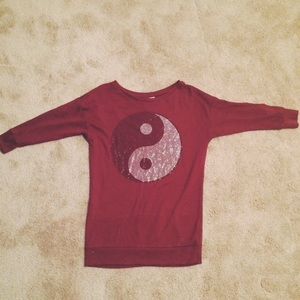 Maroon yin yang sweatshirt