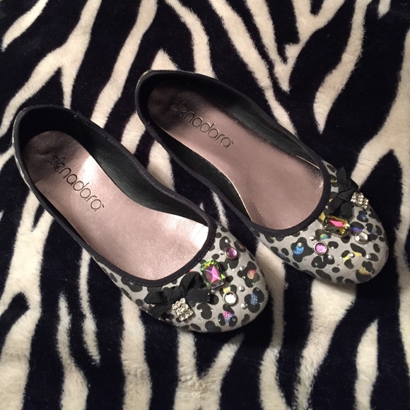 Black Leopard Rhinestone accented Flats