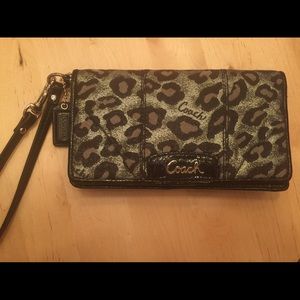 Black leopard print Coach wristlet