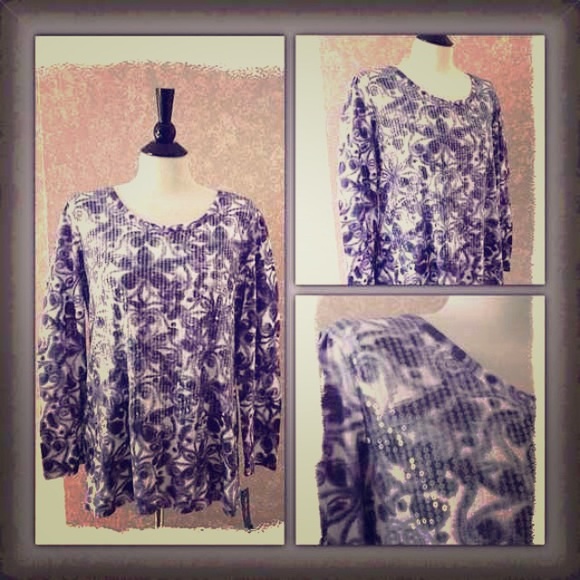 Style & Co. Purple floral print top