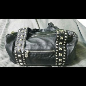 Studded leather hand bag