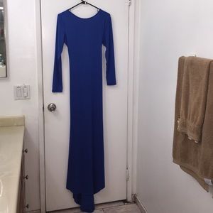 Long blue evening cocktail dress