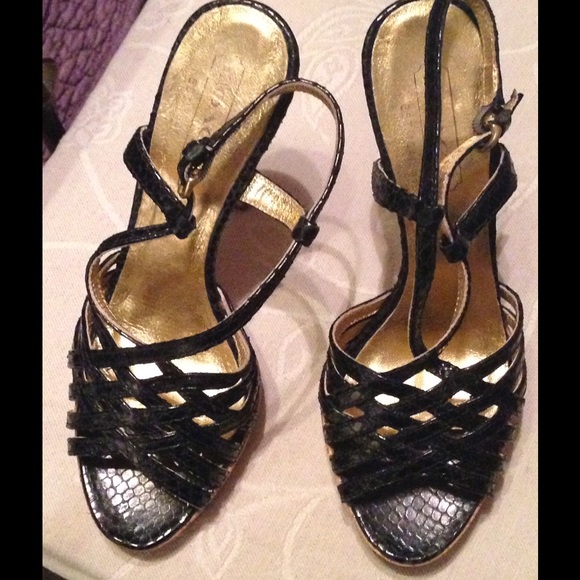 COACH BLACK STRAP HEELS