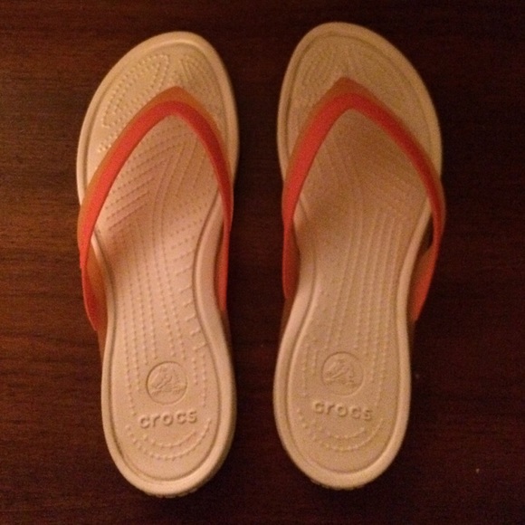 Tangerine and Peach 2 tone Croc flipflops
