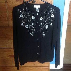 Long sleeve beaded light weight sweater