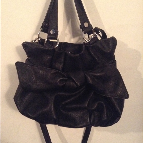Elle Handbags - Elle Black Faux Leather Bow Crossbody Bag