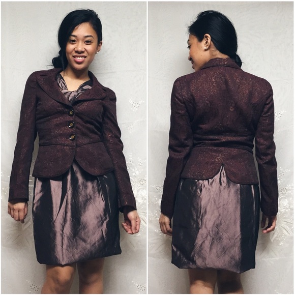 Bebe • 2 | rusty burgundy brocade blazer jacket
