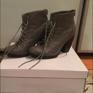 Grey heeled booties