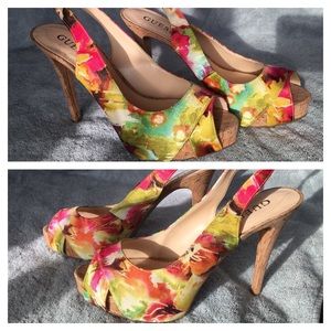 Guess Floral Slingback Heels