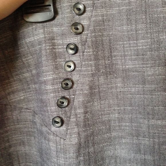 Gray Pencil Skirt w/ Button Detail - Picture 3 of 4