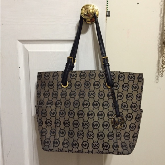 MK Jet Set signature tote monogram black/brown