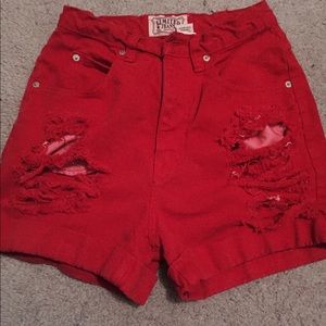 Distressed high waisted shorts