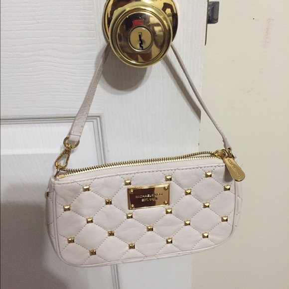 MK Wristlet Large White with Rhinestones