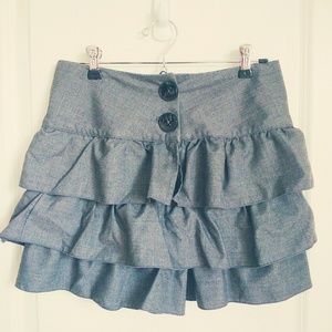 High Waisted Double Button Grey Skirt Skort