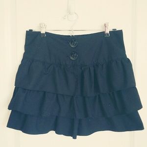 Black High Waisted Double Button Skort