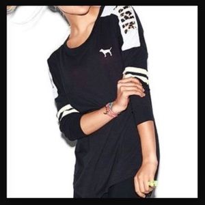PINK long sleeve black shirt w/ cheetah