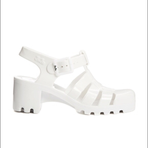 White juju jelly heeled sandals