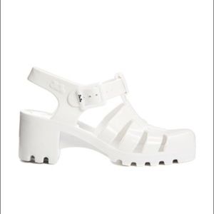 White juju jelly heeled sandals