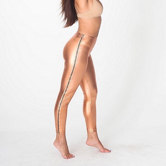 Nylon Tricot High-Waist Zipper Legging