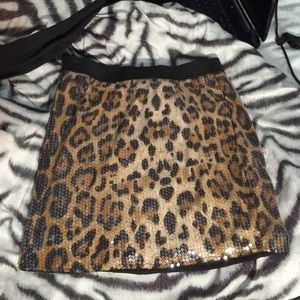 Sequence leopard skirt