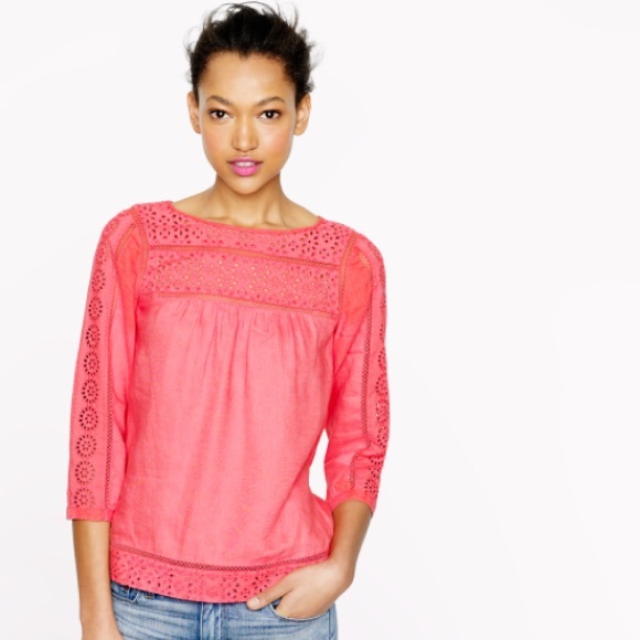NWT j.crew linen eyelet top