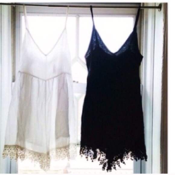 LF STORES BLACK CROCHET PLAYSUIT
