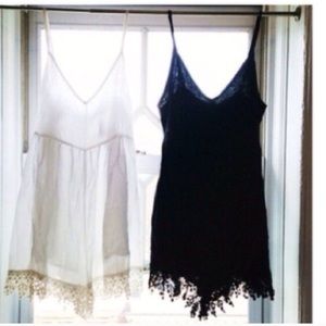LF STORES BLACK CROCHET PLAYSUIT