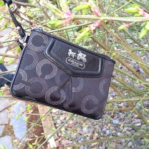 Black with Silver C's coach wristlet