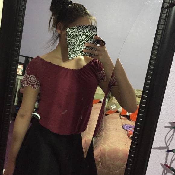 Maroon bohemian crop top