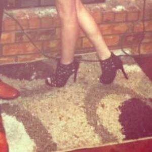 Black patterned heels