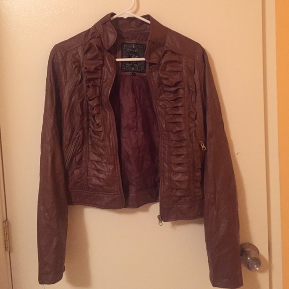 brown leather jacket