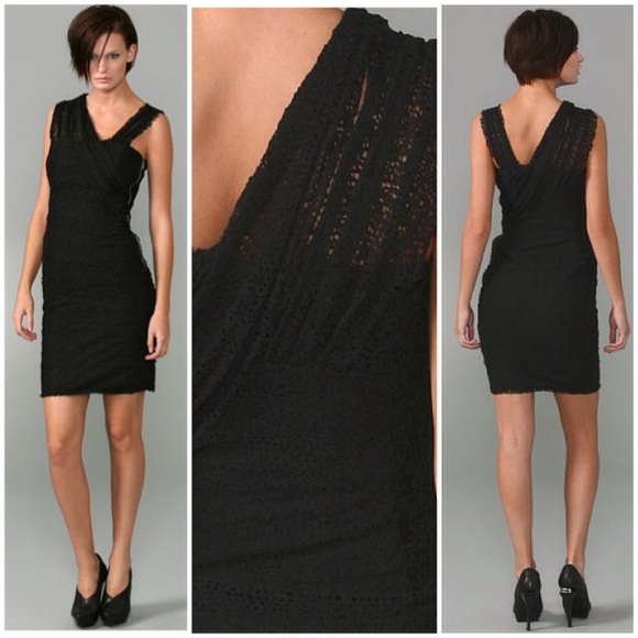 💙💖 Alexander Wang Black Spider Lace Bandage Dress