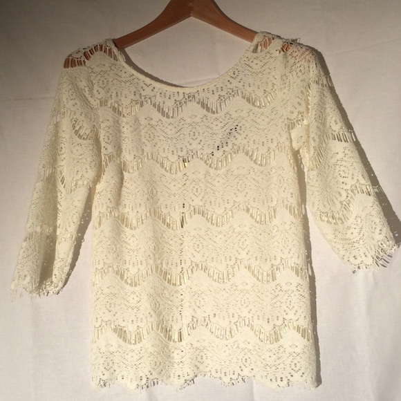 Scalloped Lace Zip Back Top